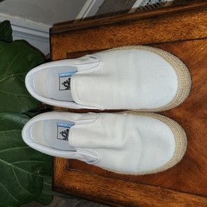 Vans Unisex White Platform Espadrille Sf Low Top Sneaker Shoes Size9M/10.5W